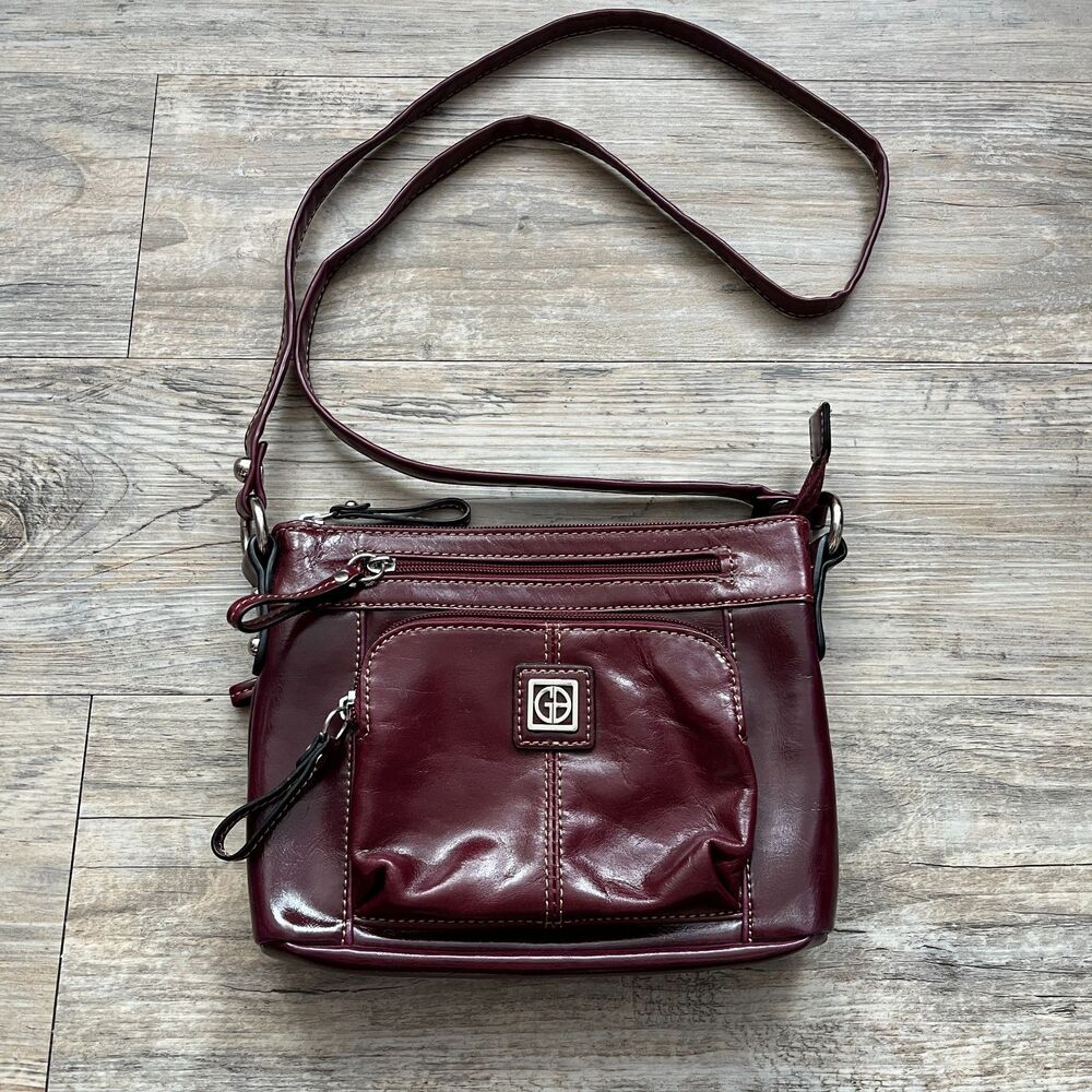 Giani Bernini Burgundy Leather Hobo Bag Vintage Siren Aesthetic Y2K Shoulder Bag